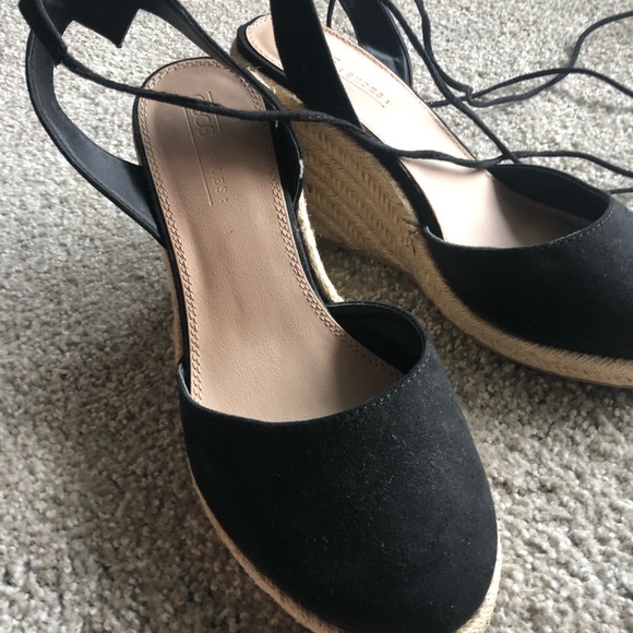 EUC ASOS Black Wide Fit Espadrille Wedges - Picture 3 of 10